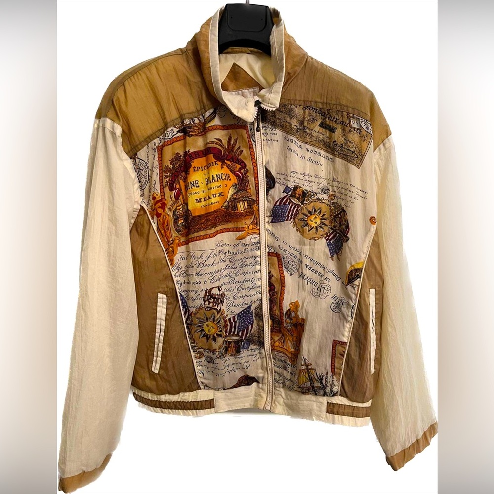 East West 80’s Vintage Nylon Printed Full Zip  Windbreaker Women’s Size Medium